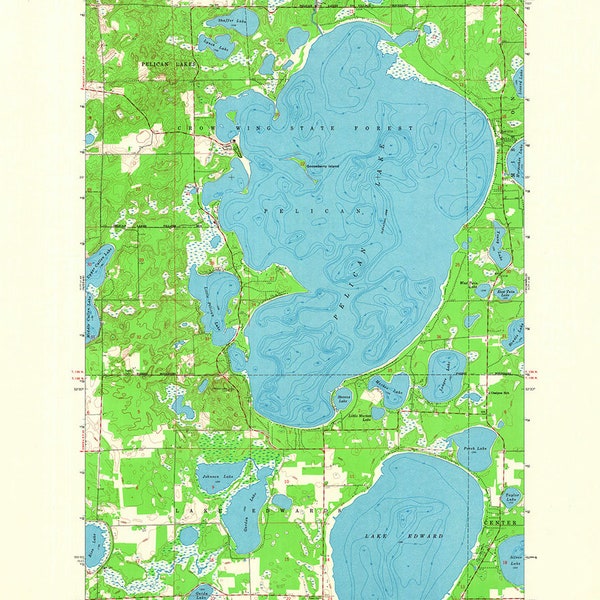 Crow Wing Lake Map Etsy