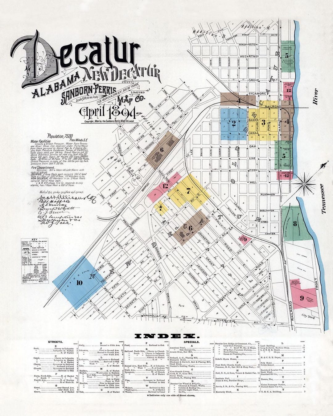 1894 Town Map of Decatur Morgan County Alabama - Etsy