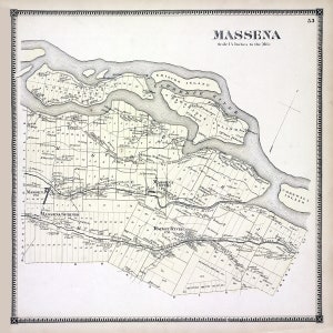 1865 Carte du canton de Massena, comté de Saint Lawrence, New York