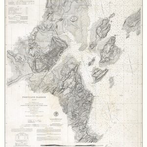 Carta náutica de 1871 del puerto de Portland, Maine