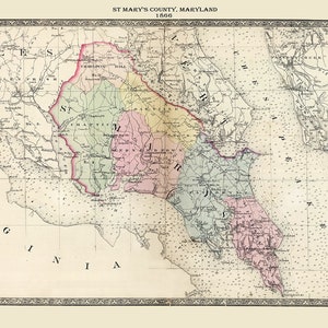 1866 Map of St Marys County Maryland
