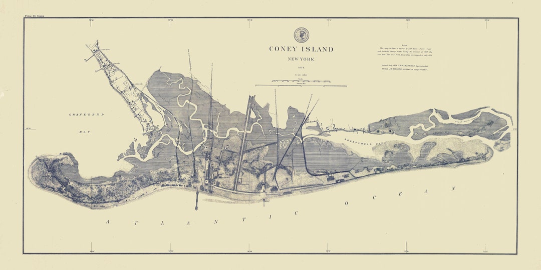 1879 Map of Coney Island New York Etsy