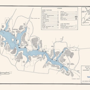1961 Map of Tappan Lake Harrison County Ohio