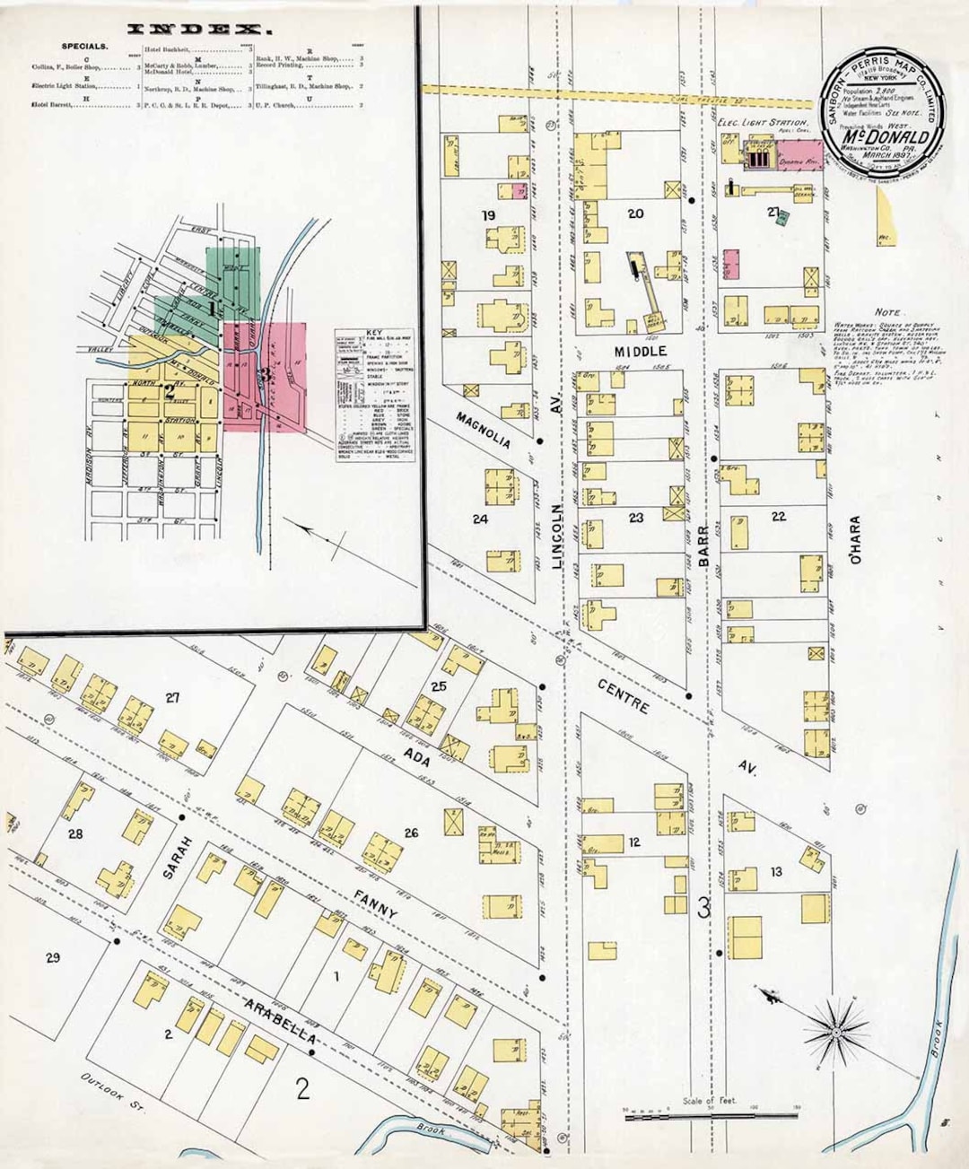 1897 Town Map of Mcdonald Washington County Pennsylvania Etsy
