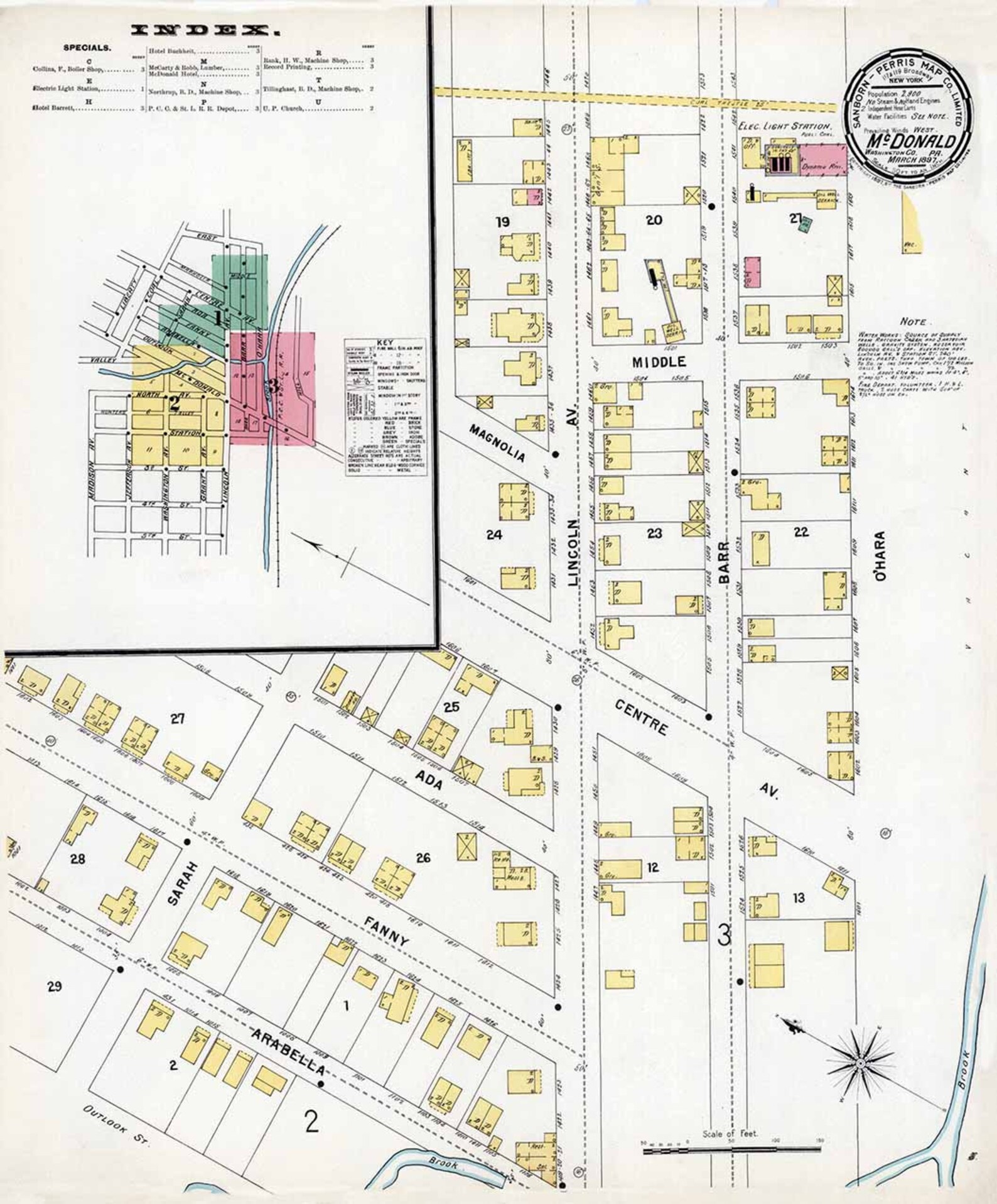 1897 Town Map of Mcdonald Washington County Pennsylvania Etsy