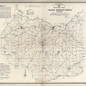 1879 Carte du comté de Prince Edward en Virginie