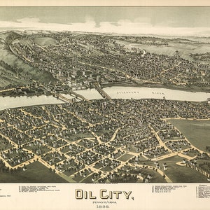 1896 Panoramakarte von Oil City Pennsylvania