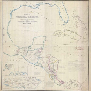 1856 Map of Central America Jamaica Nicaragua Florida Mexico