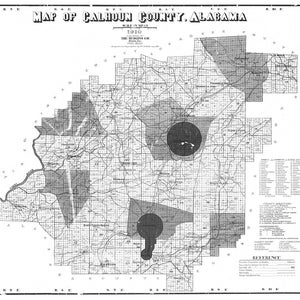 1910 Mappa della contea di Calhoun in Alabama