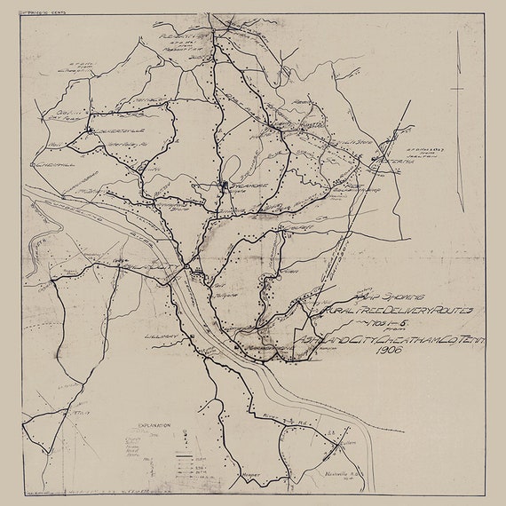 Ashland City Tn Map 1906 Map Of Ashland City Cheatham County Tennessee | Etsy