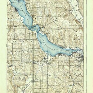 1904 Topo Map of Chautauqua New York Quadrangle Lake Chautauqua