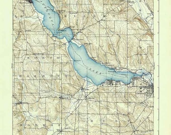 Mapa topográfico de 1904 de Chautauqua, Nueva York, cuadrilátero, lago Chautauqua