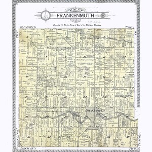 1916 Carte du canton de Frankenmuth, comté de Saginaw, Michigan