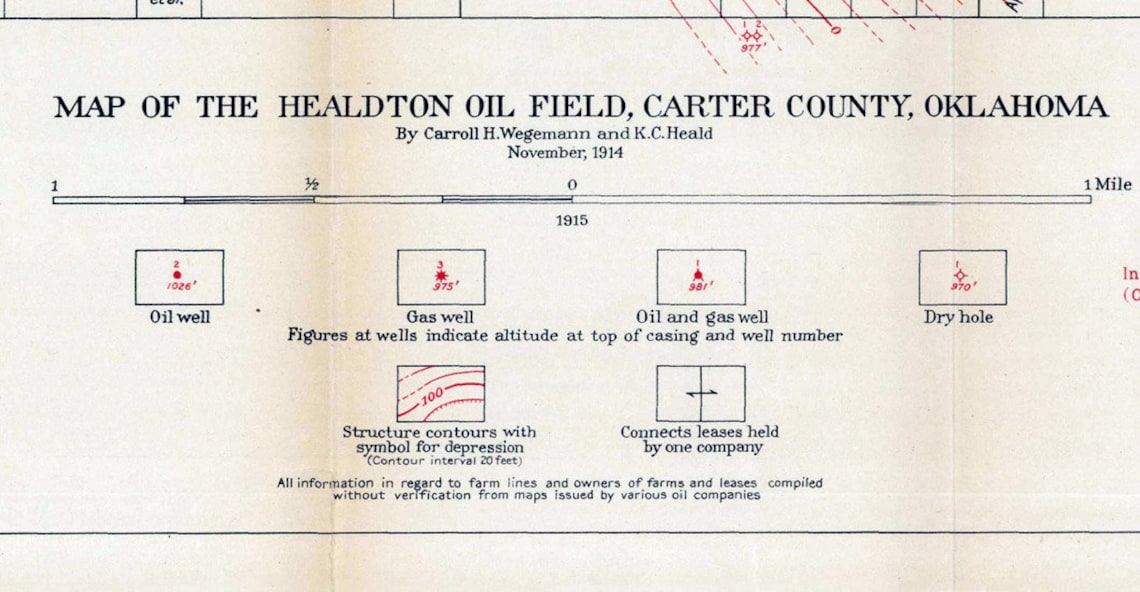1914 Map of the Healdton Oil Field Carter County Oklahoma Gas Etsy
