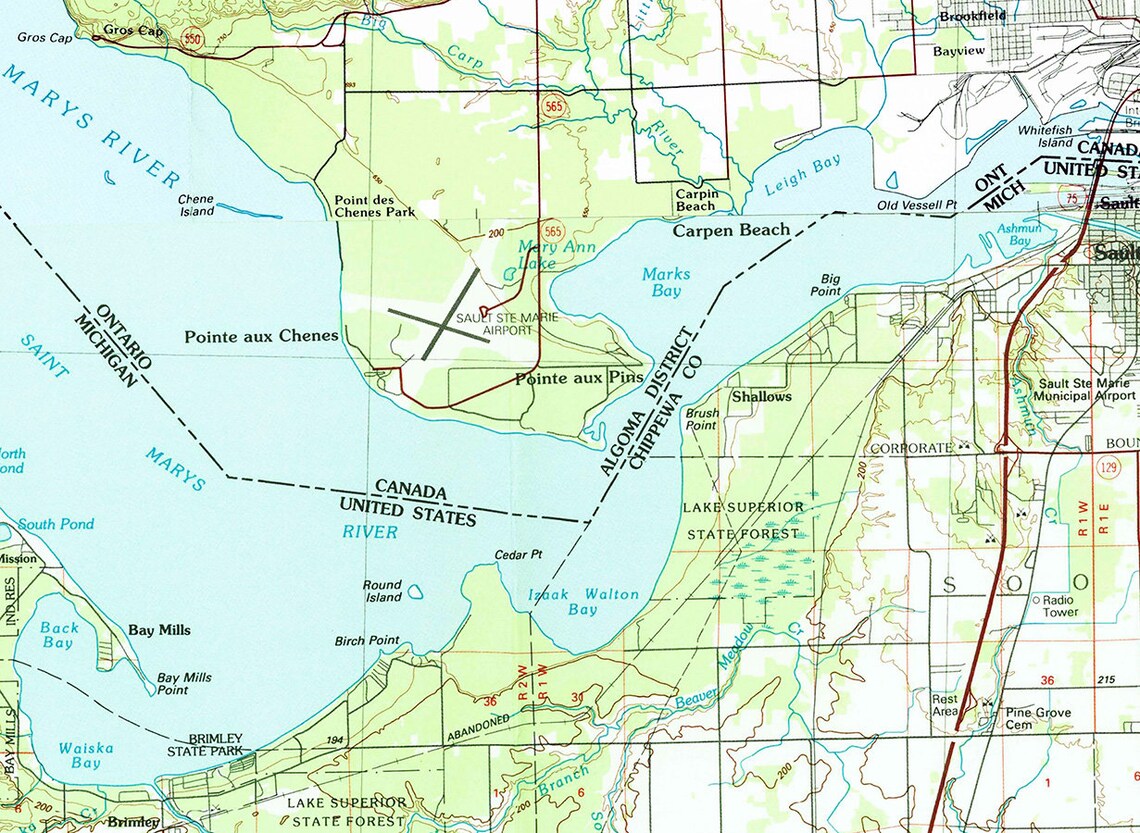 1985 Map of Whitefish Bay Lake Superior Michigan Etsy