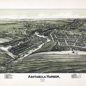 1896 Panoramakarte von Ashtabula Hafen Ohio
