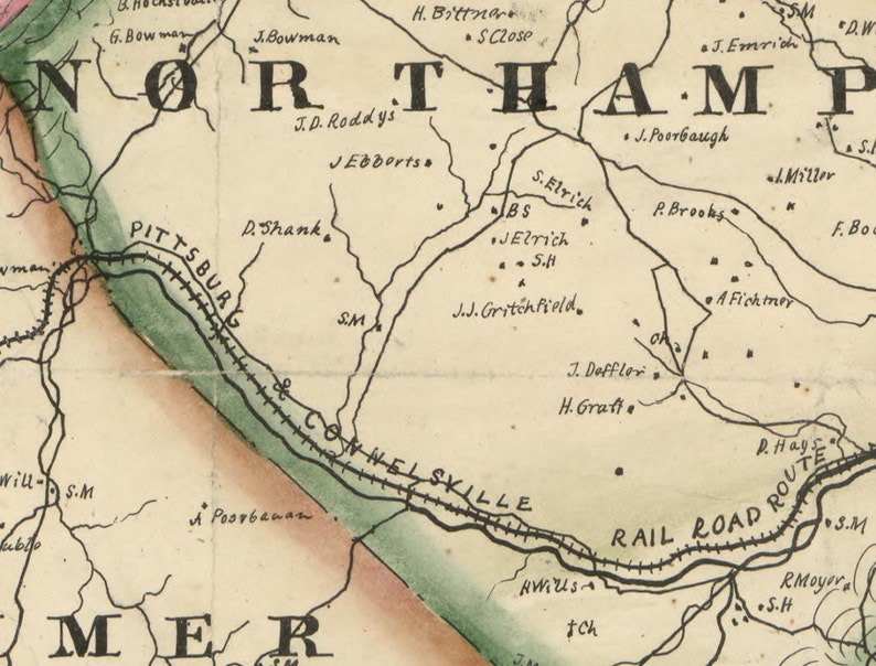 1860 Map of Somerset County Pa Etsy
