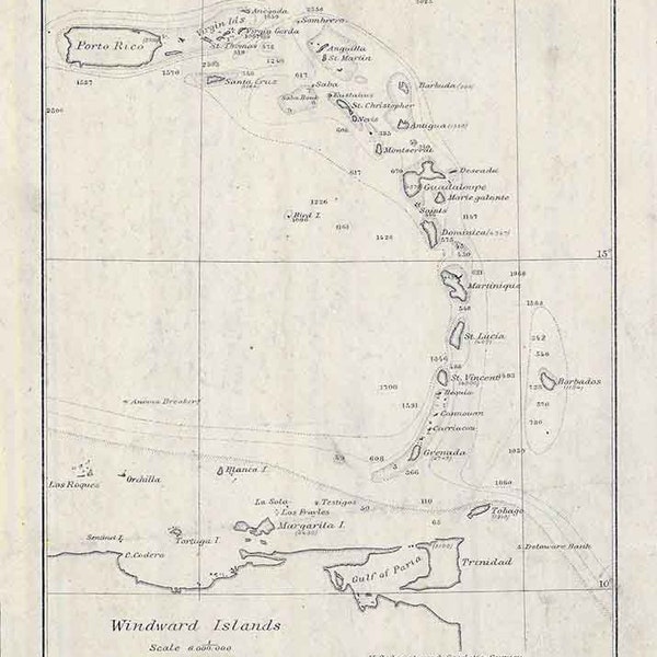 1880 Map of the Windward Islands