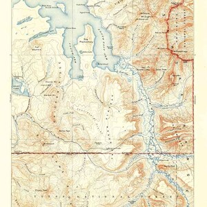 Carte topographique du lac Wyoming, 1885, lac Yellowstone