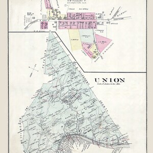 1876-Karte von Union Township Washington County Pa Hickory