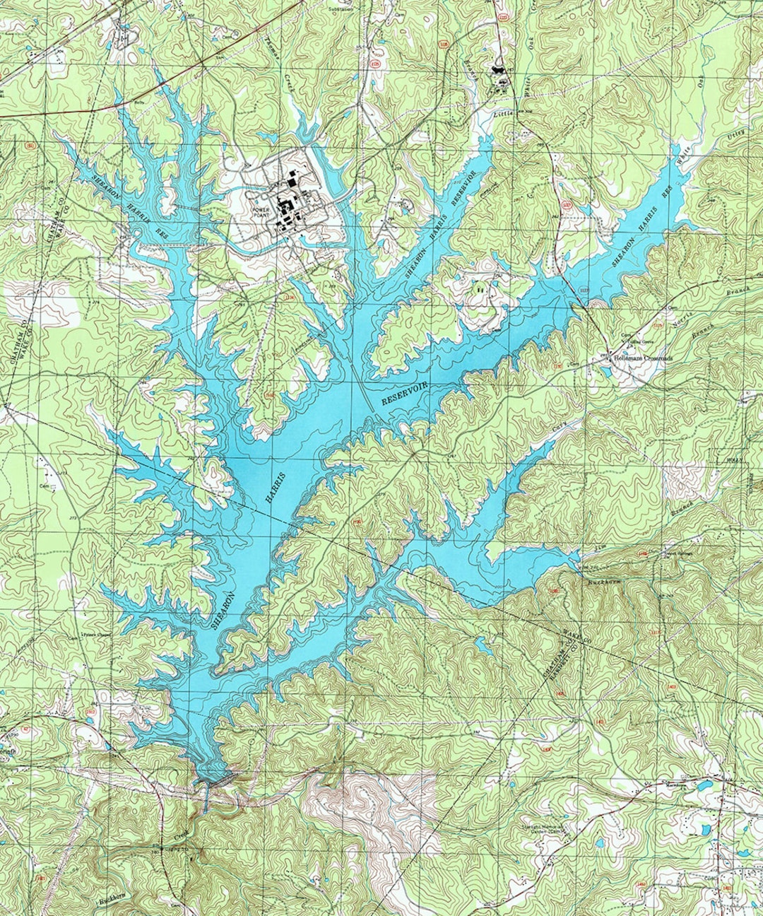 1993 Map of Harris Lake North Carolina Etsy