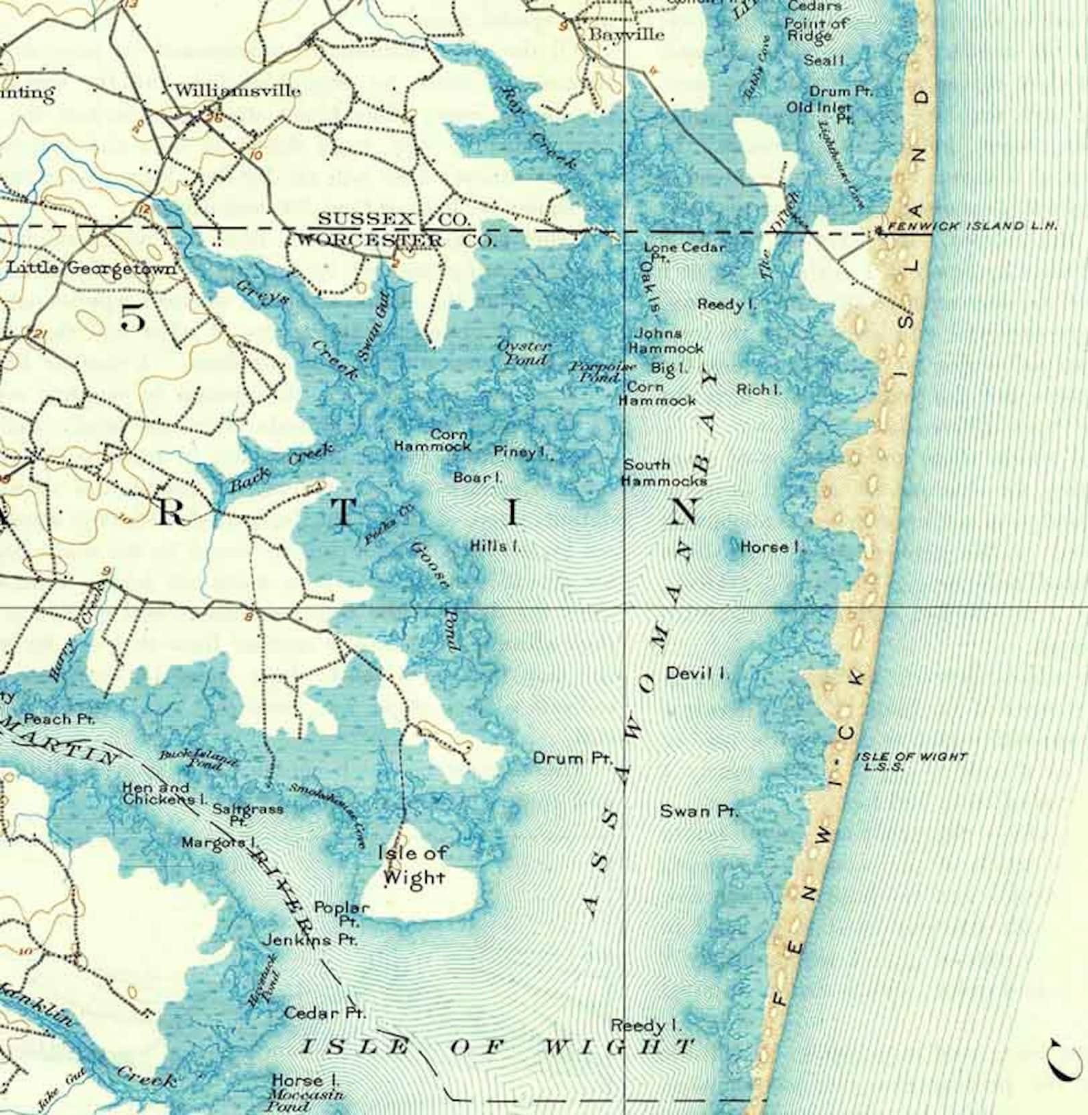 1901 Topo Map of Ocean City Maryland - Il 1588xN.1678469481 1pmi