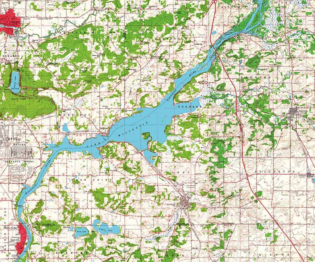 1959 Map of Lake Wisconsin - Etsy