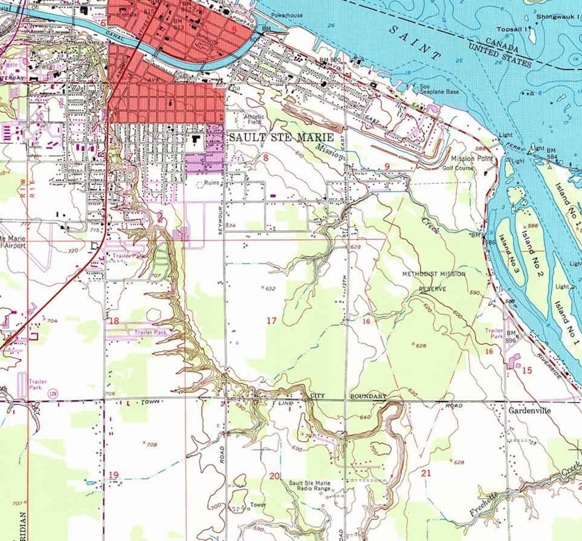1951 Topo Map of Sault Sainte Marie Michigan Etsy