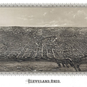 1887 Panorama-Karte von Cleveland Ohio