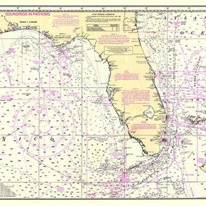 Zeekaartkaart uit 1996 van het schiereiland Florida