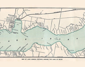 1915 Map of Lake Geneva Walworth County Wisconsin