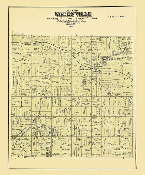 1889 Map of Greenville Township Outagamie County Wisconsin Etsy