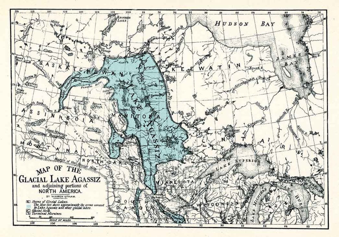 1890 Map of Glacial Lake Agassiz Manitoba Canada Etsy