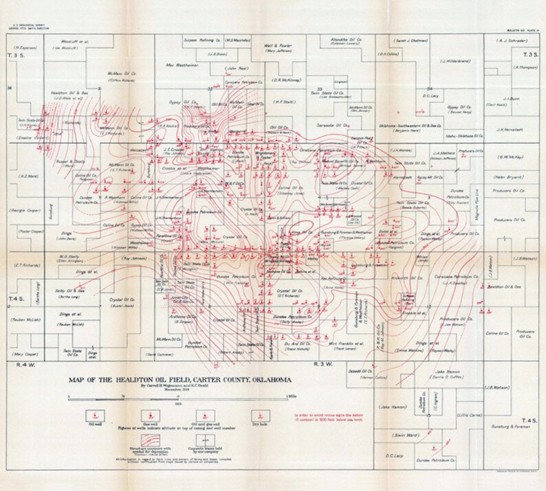 1914 Map of the Healdton Oil Field Carter County Oklahoma Gas Etsy