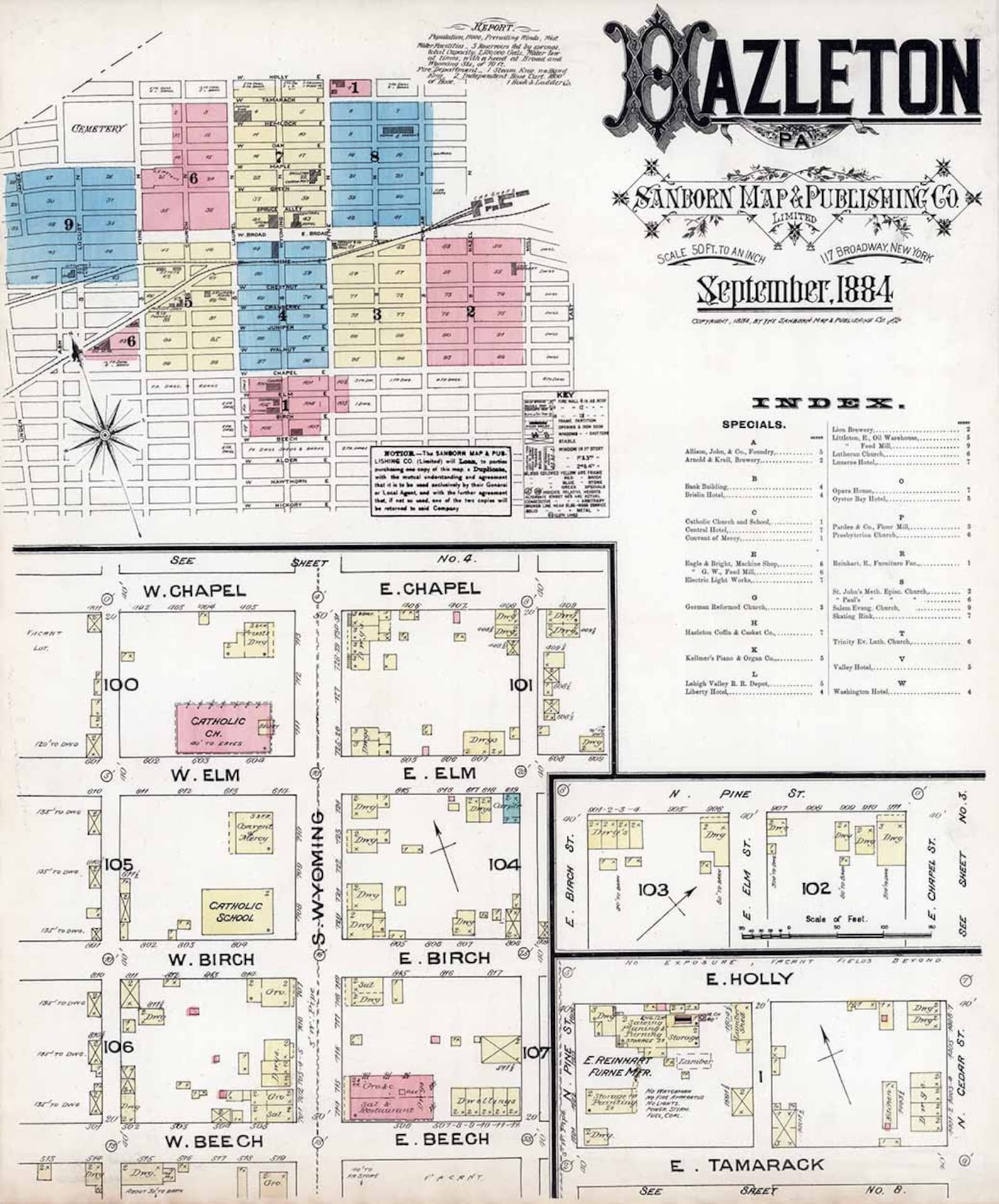1884 Town Map of Hazleton Luzerne County Pennsylvania - Etsy