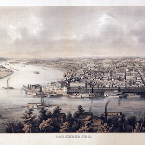 1861 Panorama-Karte von Parkersburg West Virginia