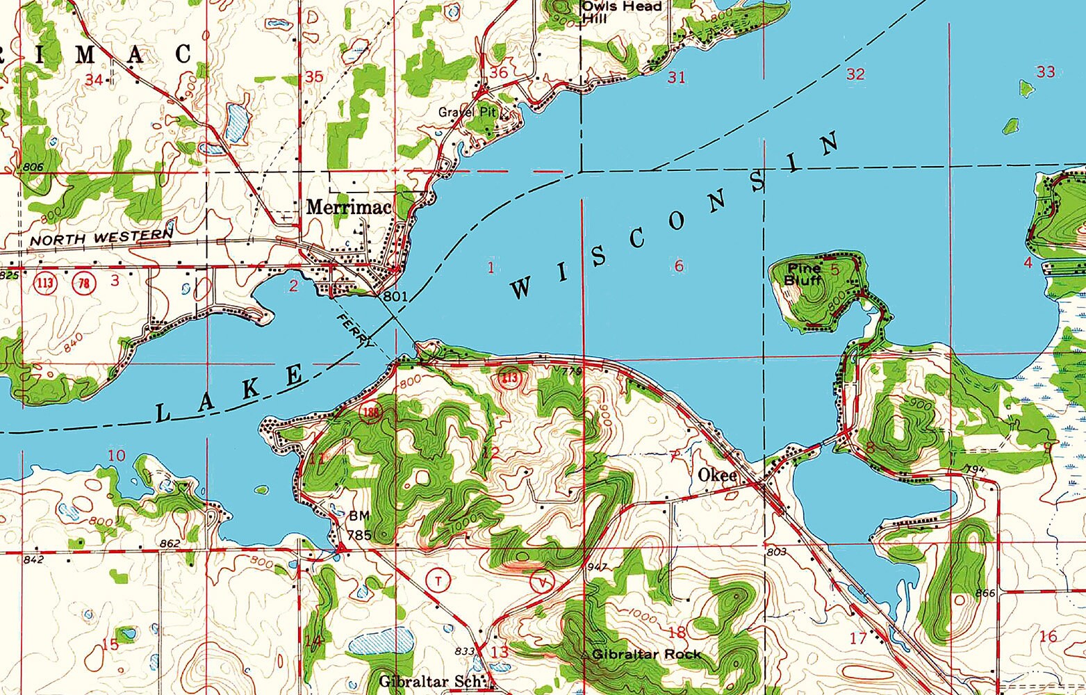 1959 Map of Lake Wisconsin - Etsy