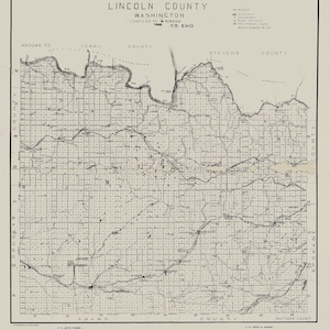 1908-Karte von Lincoln County, Washington