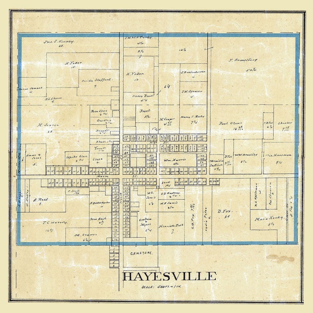 1897 Town Map of Hayesville Ashland County Ohio Etsy