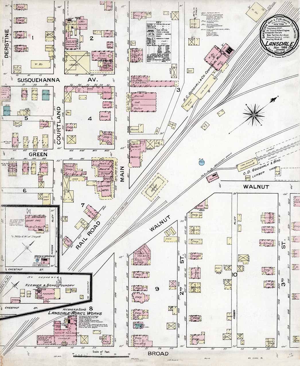 1886 Town Map of Lansdale Montgomery County Pennsylvania Etsy Israel