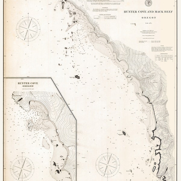 1893 Nautical Chart of Hunter Cove and Mack Reef Oregon