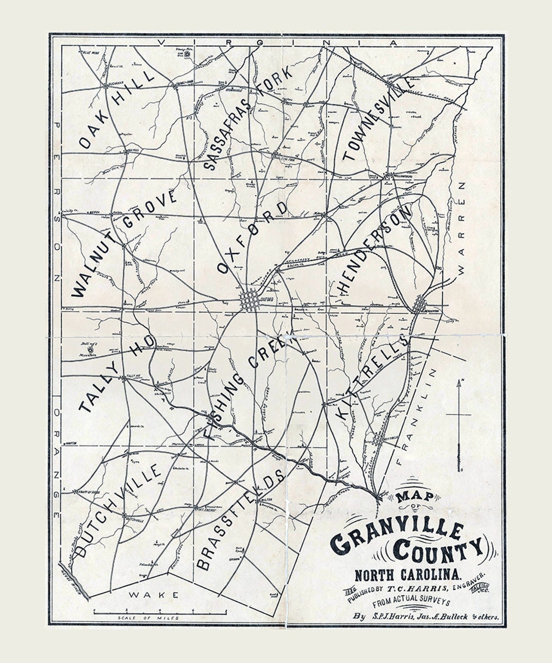 1880 Map of Granville County North Carolina - Etsy