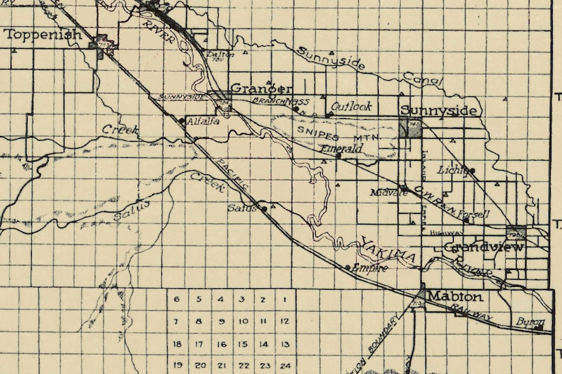 1921 Map of Yakima County Washington - Etsy