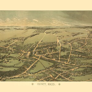 1877 Panorama-Karte von Quincy Massachusetts