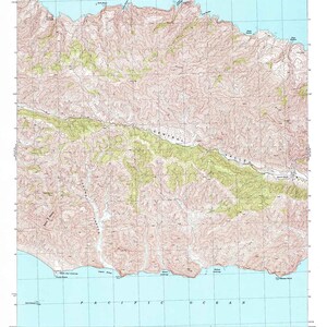 Topo-kaart uit 1943 van Santa Cruz Island, Californië Central Valley
