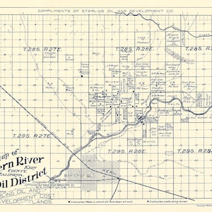 1899 Carte du district pétrolier de Kern River, comté de Kern, Californie