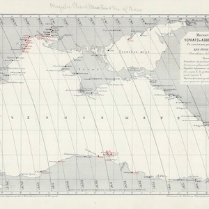 1891-Karte des Schwarzen Meeres und des Asowschen Meers Ukraine Türkei Russland