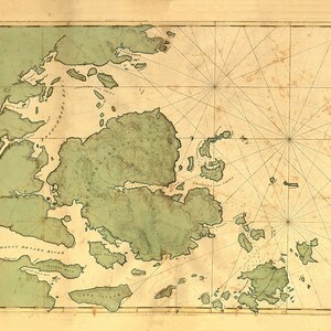 1776 Map of Mount Desert Island and coast of Maine