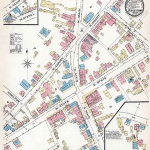1885 Plan de la ville de Doylestown, comté de Bucks, Pennsylvanie