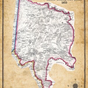 1853 Map of Pequanack Township Morris County New Jersey